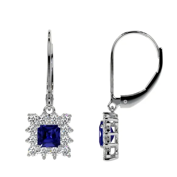 Natural Square Cut Tanzanite Dangling Earrings