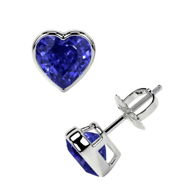 Natural Natural Heart Shape Tanzanite Stud Earrings