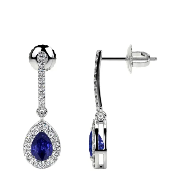 Natural Pear Shape Tanzanite Dangling Earrings