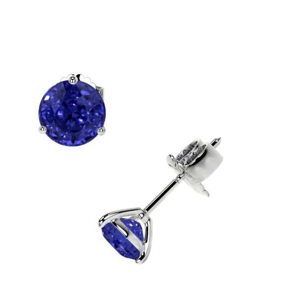 Natural Three Prong Martini Stud Tanzanite Earring
