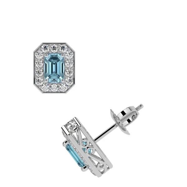 Natural Round Diamond Aquamarine Earring