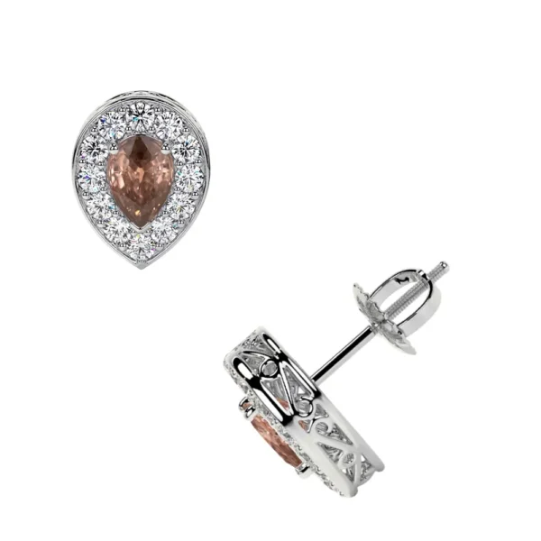 Natural Round Diamond Morganite Earring