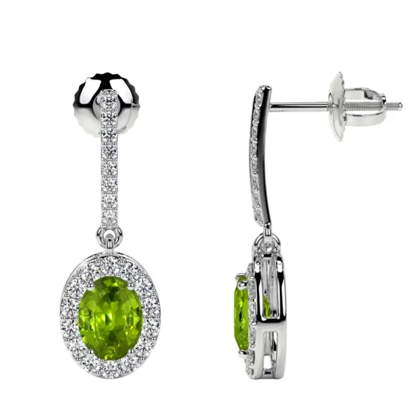 Natural Oval Cut Peridot Dangling Earrings