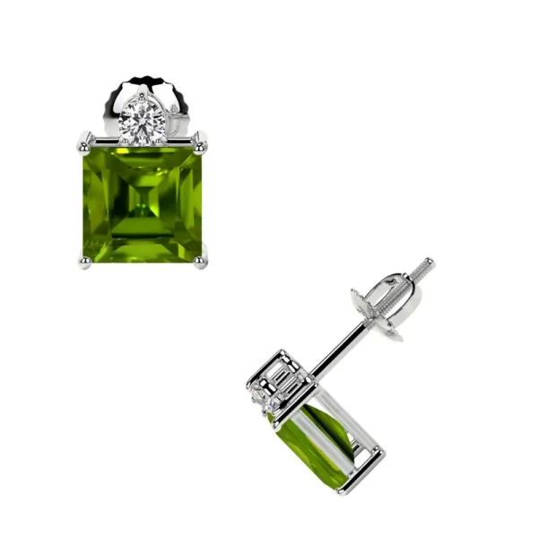 Natural Square Cut Peridot Earrings