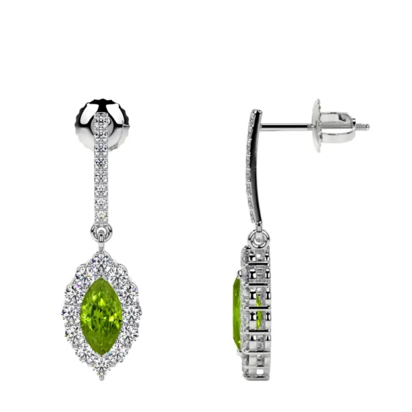 Natural Marquise Shape Peridot Dangling Earrings