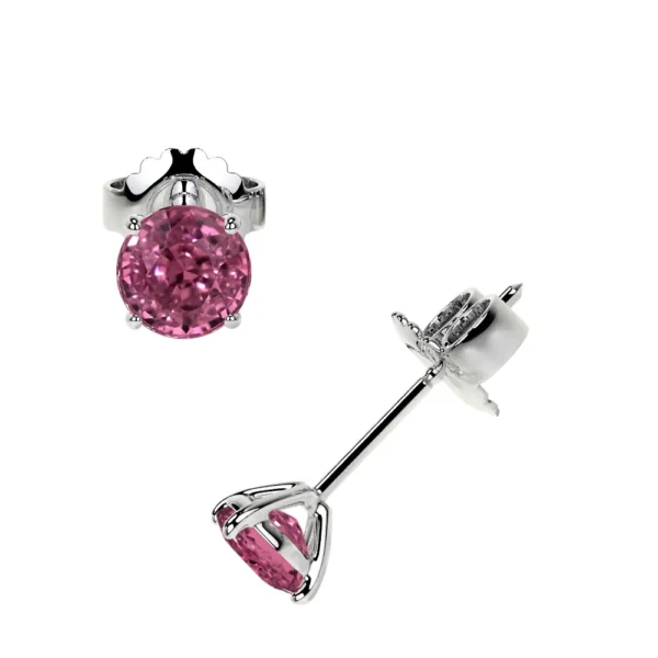 Natural Four Prong Martini Stud Pink Tourmaline Earring