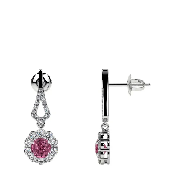 Natural Dangling Pink Tourmaline Earring