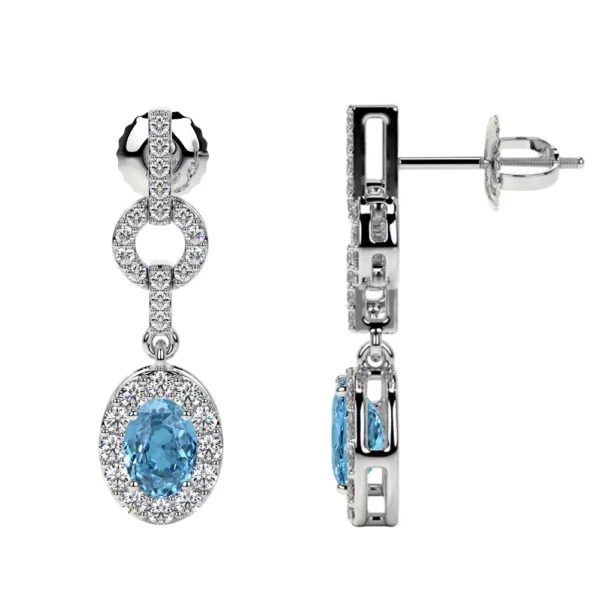 Natural Oval Cut Swiss-Topaz Dangling Earrings