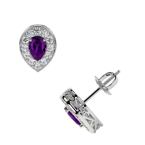 Natural Round Diamond Amethyst Earring