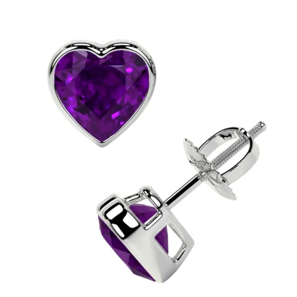 Natural Heart Shape Blue Amethyst Stud Earrings