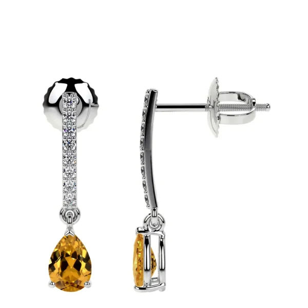 Natural Dangling Citrine Earring