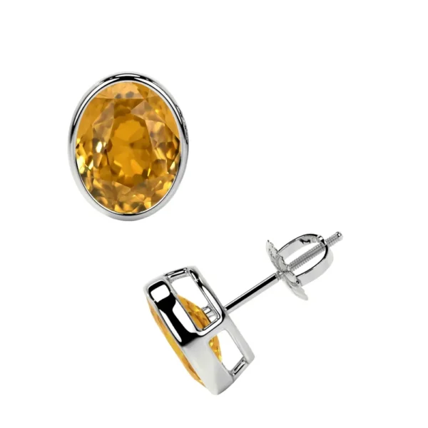 Natural Bezel Set Solitaire Citrine Earring