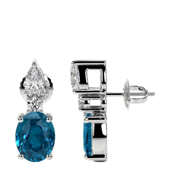 Natural Oval Cut London-Topaz Earrings