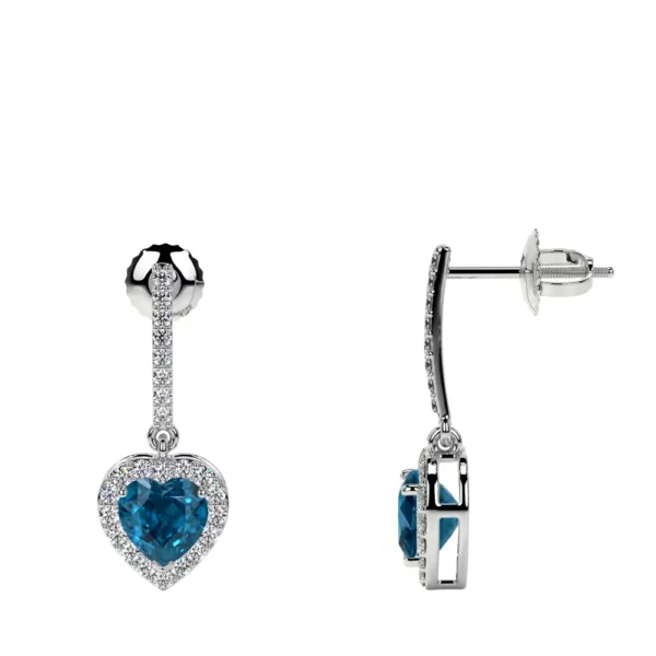 Natural Heart Shape London-Topaz Dangling Earrings