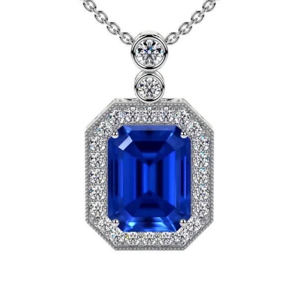 Natural Round Diamonds Sapphire Pendant (2.21cttw)