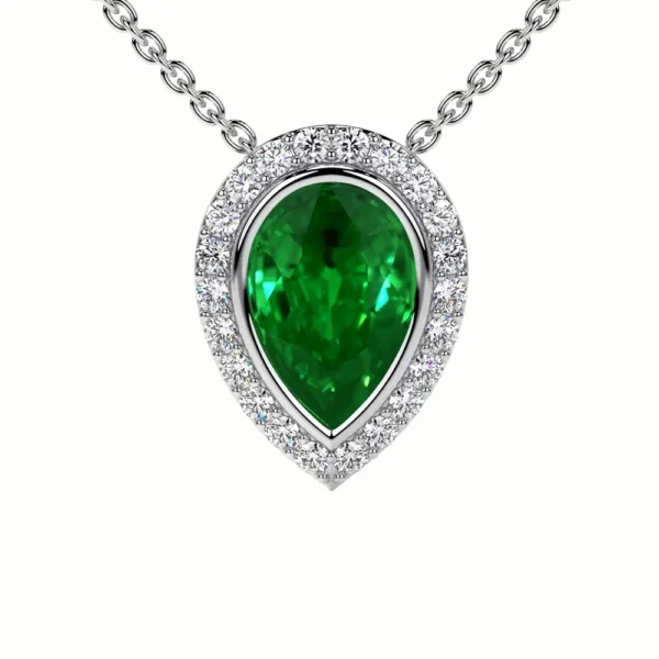 Natural Emerald Round Diamonds Pendant (0.62cttw)