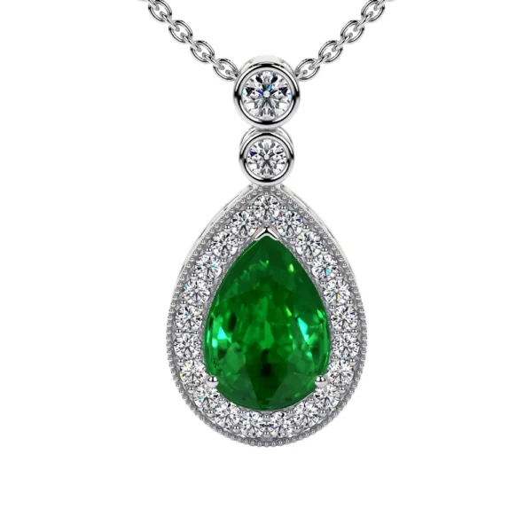 Natural Round Diamonds Emerald Pendant (1.01cttw)