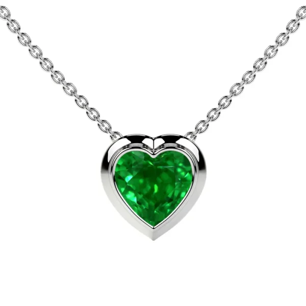 Natural Emerald Heart Solitaire Bezel Pendant (0.75cts.)
