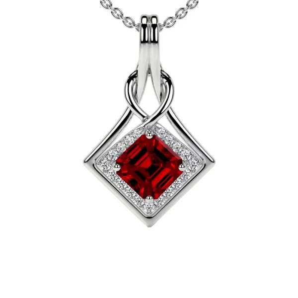 Natural Ruby Round Diamonds Pendant (0.84cttw)