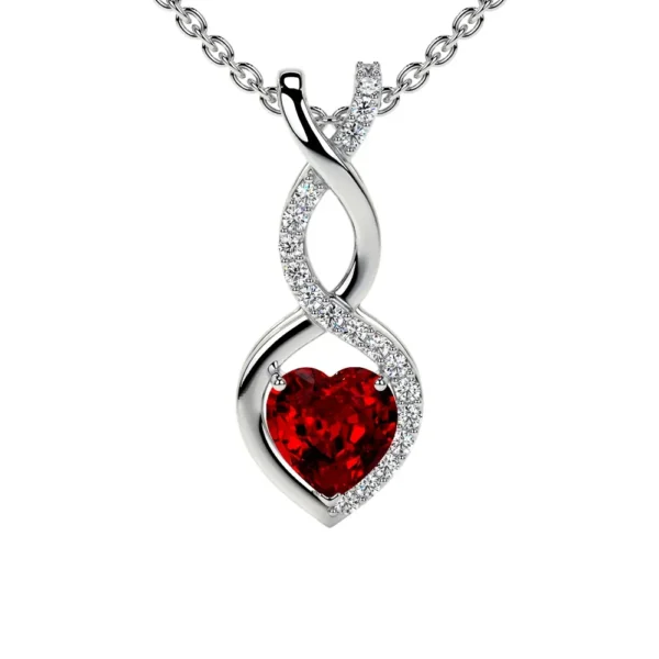 Natural Ruby Heart Pendant with Round Diamonds (0.70cttw)