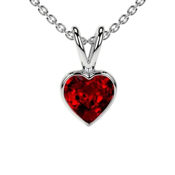 Natural Ruby Heart Solitaire Classic Bezel Pendant (0.60cts.)