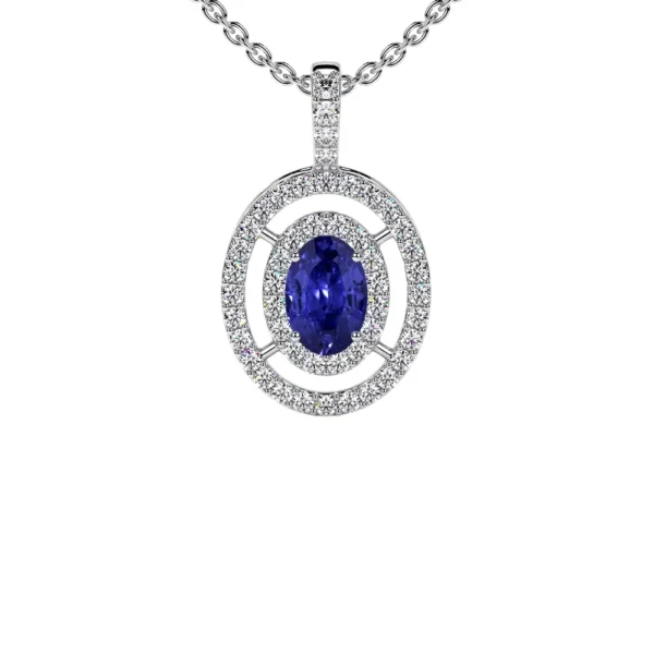 Natural Oval Cut Tanzanite Pendant With Round Diamonds (0.87cttw)