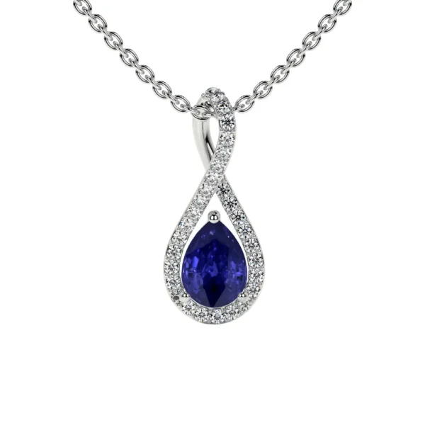 Natural Pear Shape Round Diamonds Tanzanite Pendant (0.55cttw)