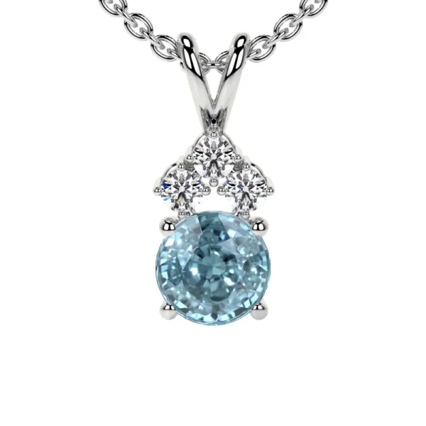 Natural Round Diamonds Aquamarine Pendant (0.59cttw)