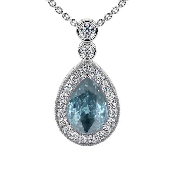 Natural Round Diamonds Aquamarine Pendant (1.01cttw)