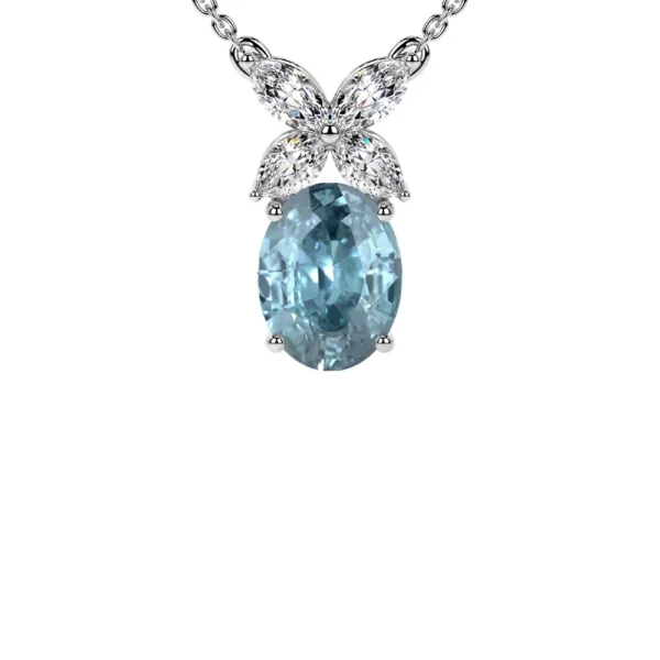 Natural Marquise Shape Diamonds Aquamarine Pendant (1.04cttw)