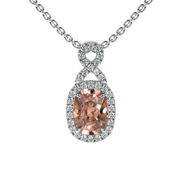 Natural Round Diamonds Morganite Pendant (1.02cttw)