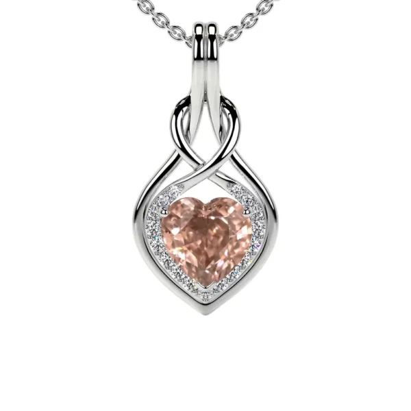 Natural Round Diamonds Morganite Pendant (0.62cttw)