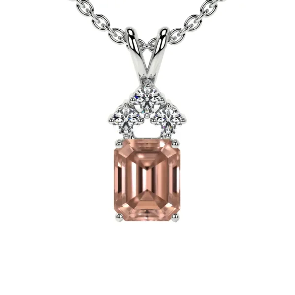 Natural Round Diamonds Morganite Pendant (0.69cttw)