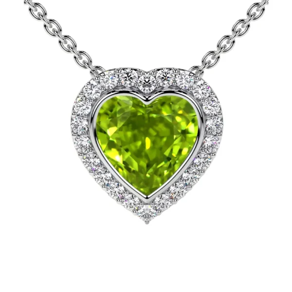 Natural Round Diamonds Peridot Pendant (0.72cttw)
