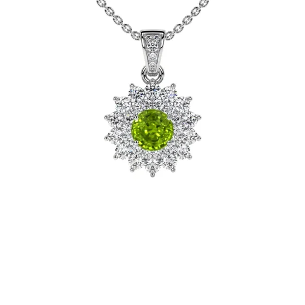 Natural Round Diamonds Peridot Pendant (1.20cttw)