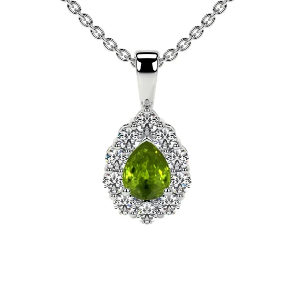 Natural Round Diamonds Peridot Pendant (0.70cttw)