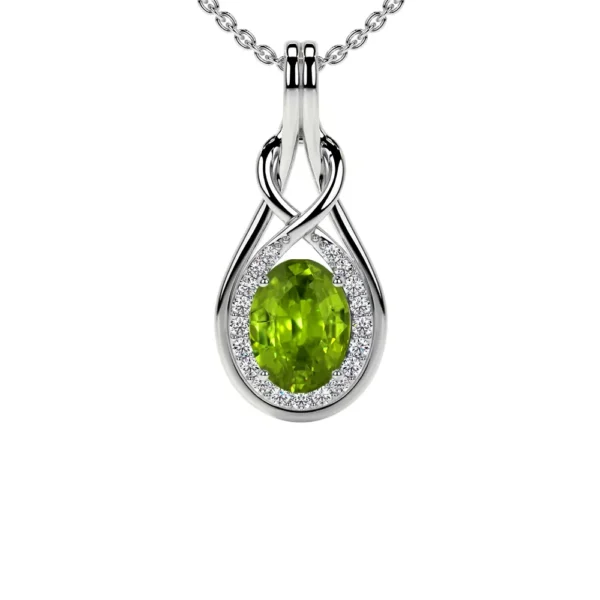 Natural Round Diamonds Peridot Pendant (0.90cttw)