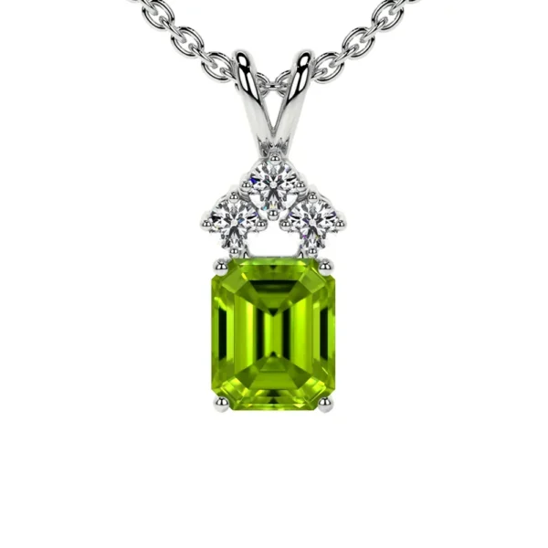 Natural Round Diamonds Peridot Pendant (0.69cttw)