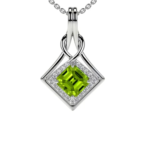 Natural Round Diamonds Peridot Pendant (0.74cttw)