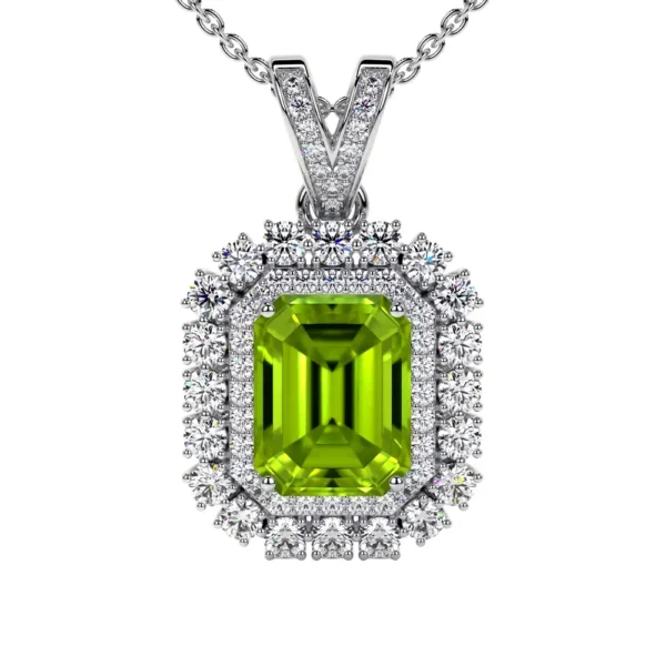 Natural Round Diamonds Peridot Pendant (1.97cttw)