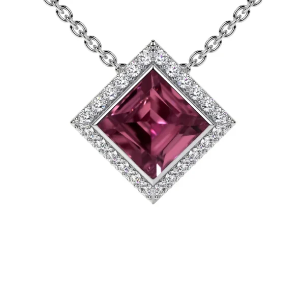 Natural Round Diamonds Pink Tourmaline Pendant (0.63cttw)