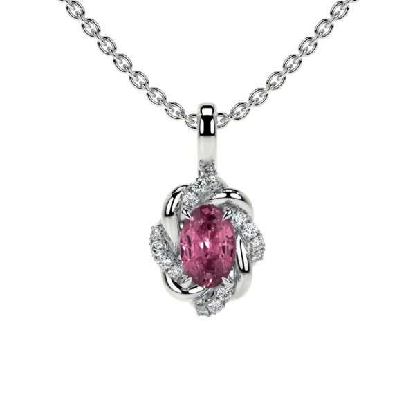 Natural Round Diamonds Pink Tourmaline Pendant (0.57cttw)