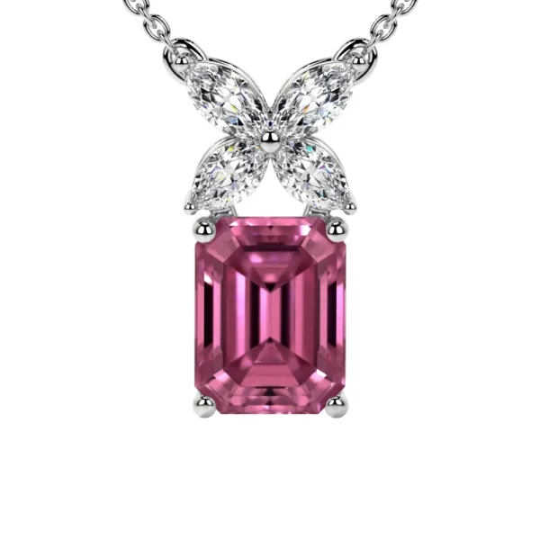 Natural Marquise Shape Diamonds Pink Tourmaline Pendant (1.14cttw)