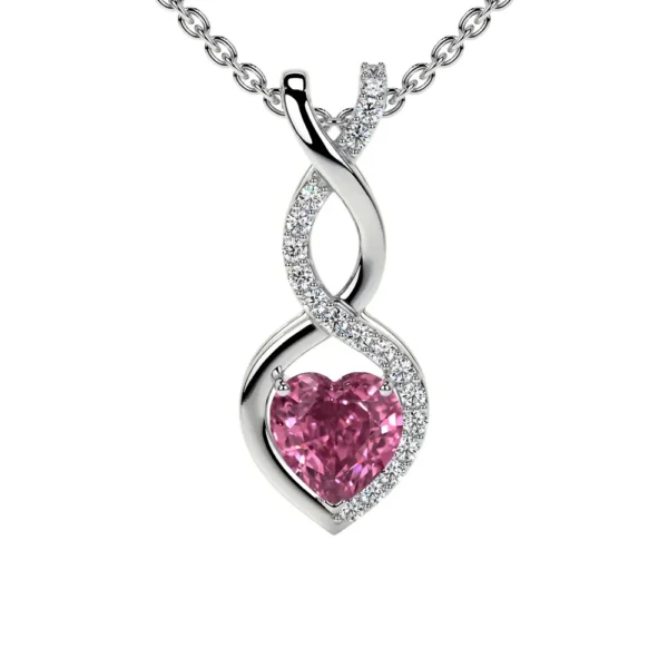 Natural Round Diamonds Pink Tourmaline Pendant (0.60cttw)