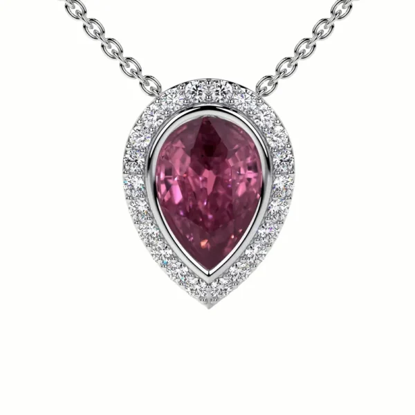 Natural Round Diamonds Pink Tourmaline Pendant (0.62cttw)