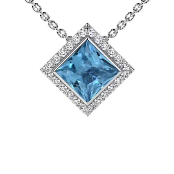 Natural Round Diamonds Swiss Topaz Pendant (0.63cttw)