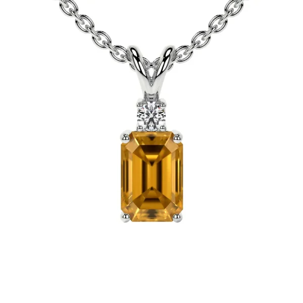 Natural Round Diamond Citrine Pendant (0.63cttw)