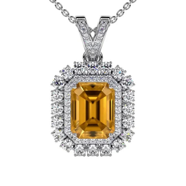Natural Round Diamonds Citrine Pendant (1.97cttw)