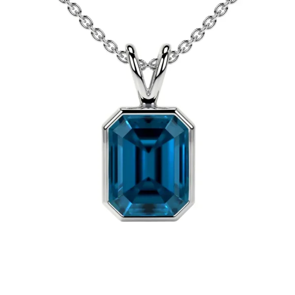 Natural Bezel Set Solitaire London Topaz Pendant (0.60cts)
