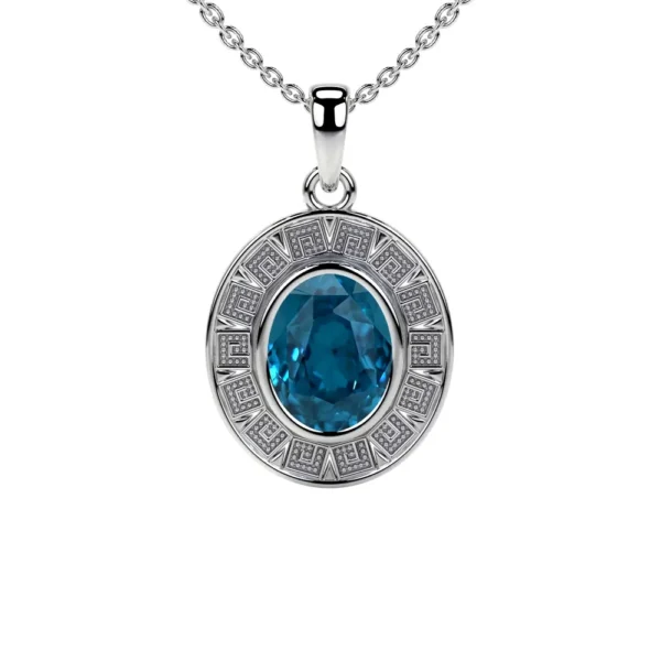Natural Astrological Bezel Set London Topaz Pendant (0.75cts)